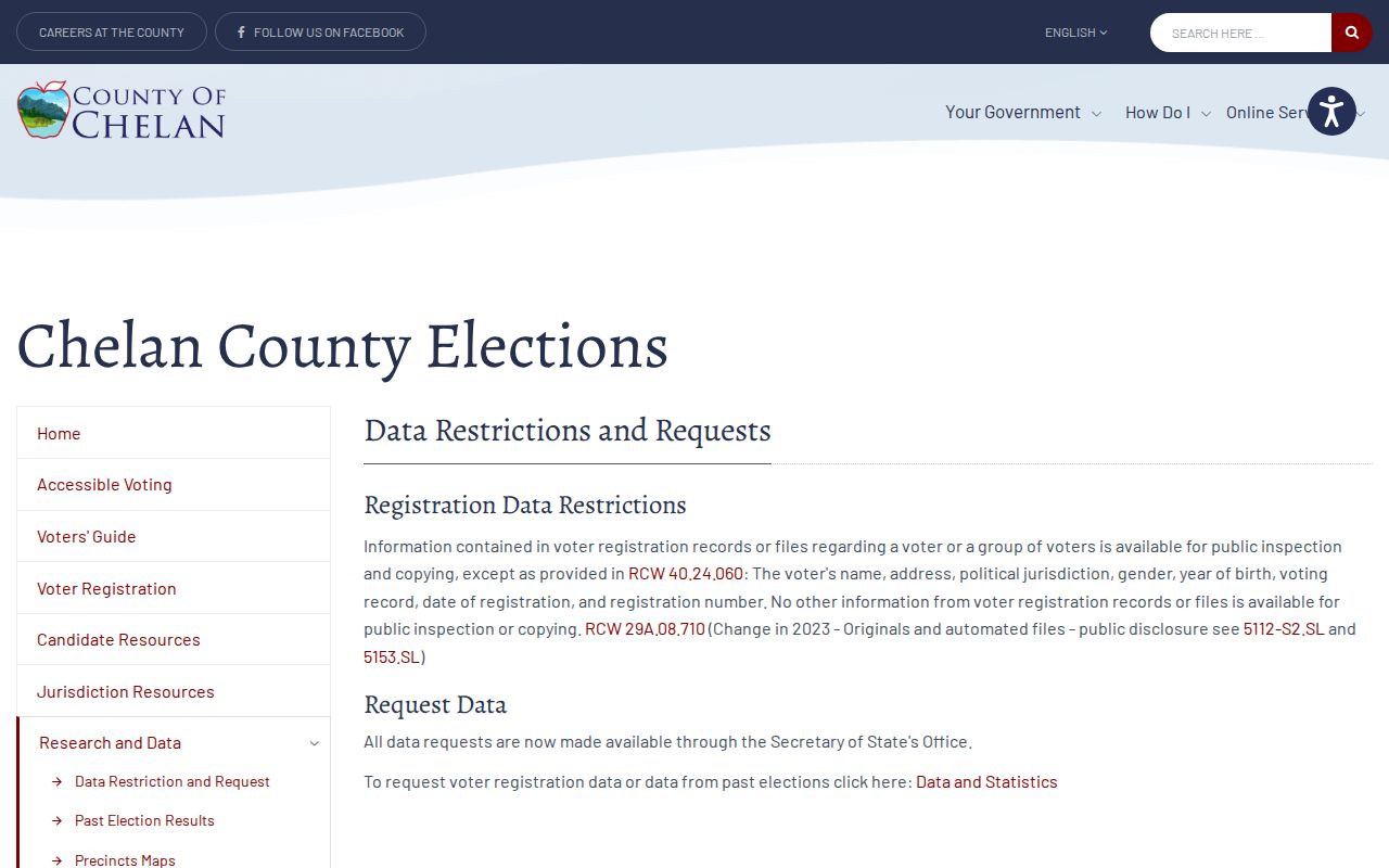 Wenatchee voter registration data restrictions from Chelan County Elections